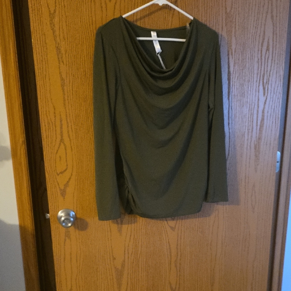 Dear Scarlet Olive Green Draped Long Sleeve Top